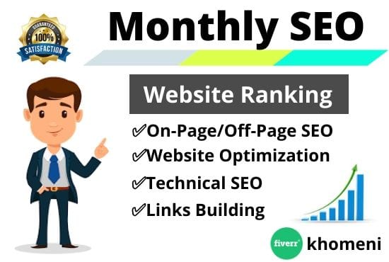 I will do monthly SEO with on and off page optimization for google top ranking