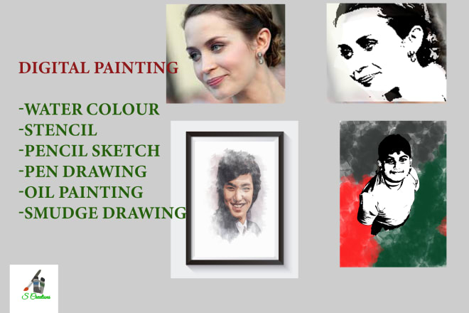 I will do watercolour, stencil and other digital arts for you