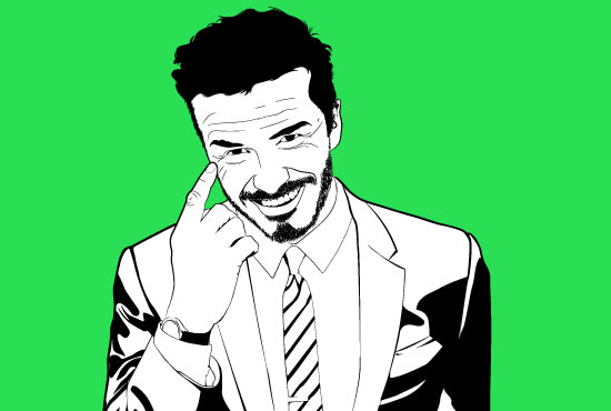 I will draw black and white vector portrait