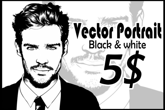 I will draw detail vector portrait black and white from photo