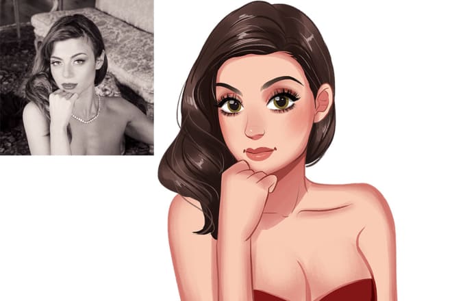 I will draw your cartoon portrait in my disney style