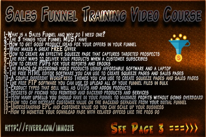 I will give 17 Quality sales funnel training videos