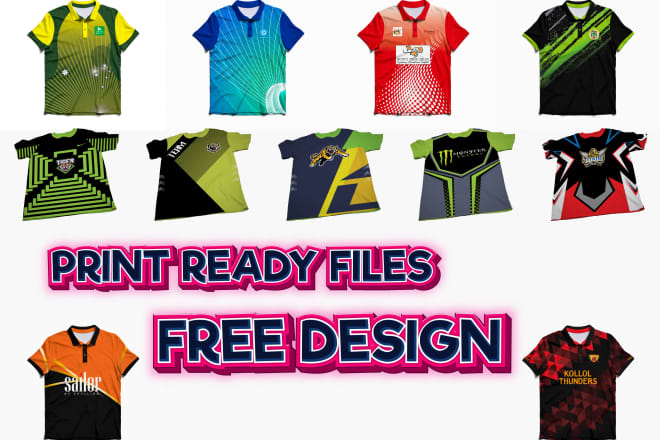 I will give jersey design or t shirt print ready files on sublimation pattern layout