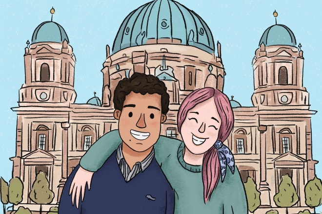 I will illustrate cute portrait, couple or family cartoon portrait