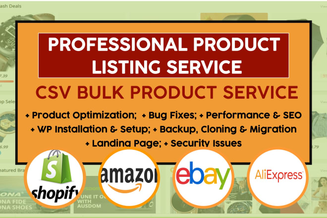 I will import listing upload products in shopify store ali express