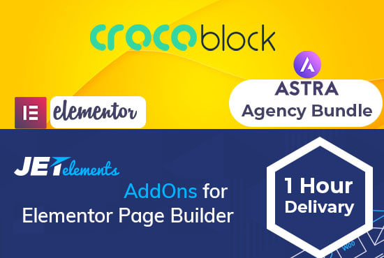 I will install lifetime updatable astra pro, elementor pro and crocoblock