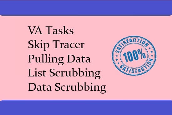 I will list scrubbing,data scrubbing,va needed,skip tracer needed,pulling data,va tasks