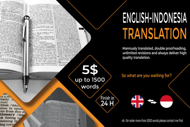 I will professionaly translate english to indonesian in 24 hours