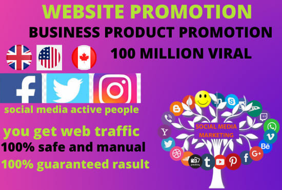 I will promote website youtube business product and any web links