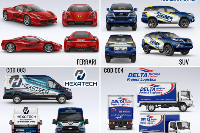 I will put your logo on 3d car, truck, van wrap design mockup