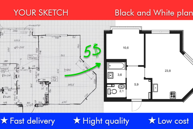 I will redraw 2d floor plan for real estate agent very fast