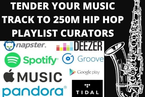 I will tender your music track to 250m hip hop playlist curators