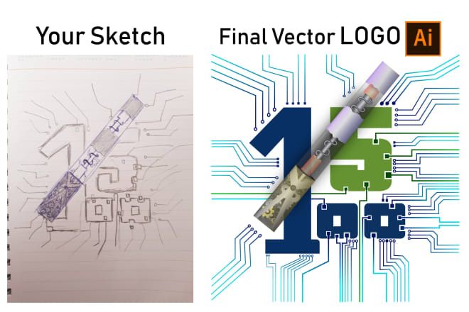 I will turn your idea, sketch, image into a digital ai logo