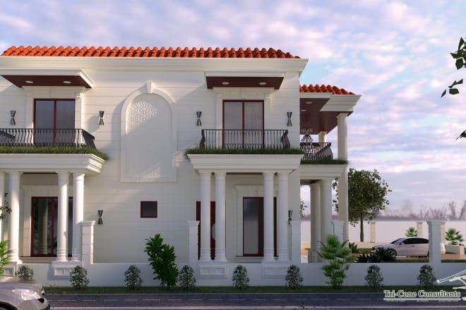 I will create 3d architectural model in sketchup and render in vray