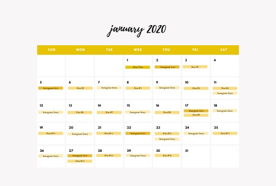 I will create a holistic social media content calendar for 2020