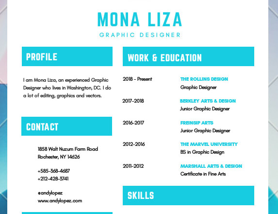 I will create pattern designs resume design