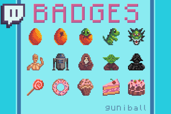 I will create pixel art twitch sub badges, emotes