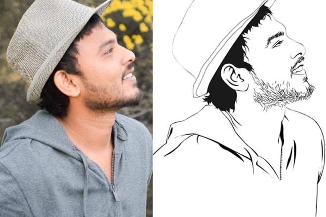 I will do illustration of your photo in to black and white line art