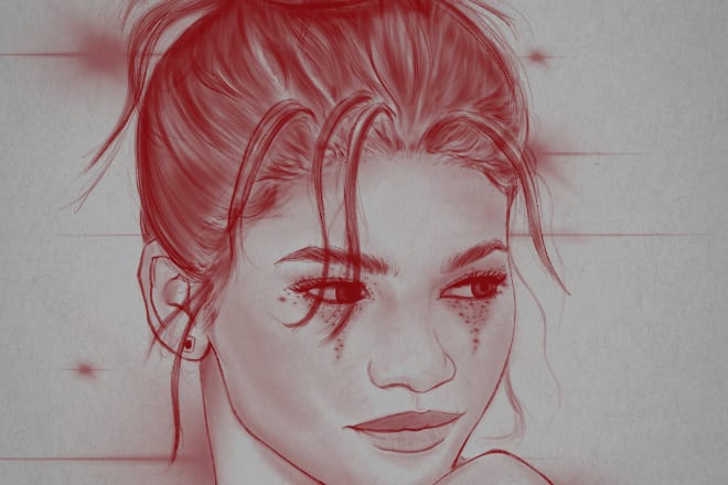 I will draw a digital portrait sketch