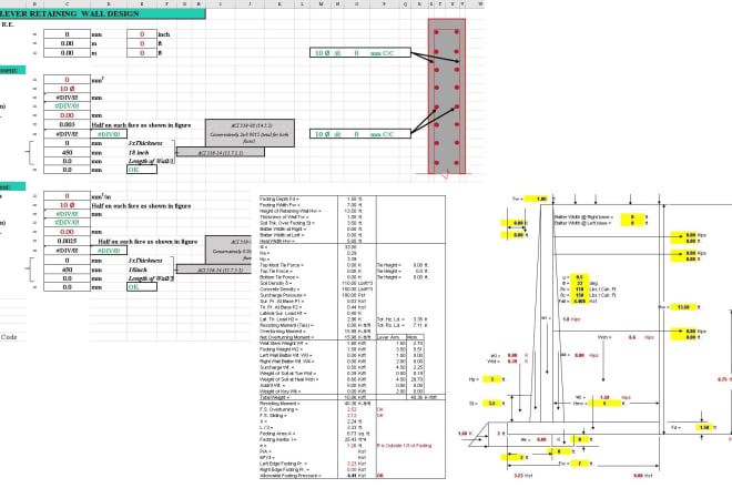 I will prepare excel sheets for designs of structures