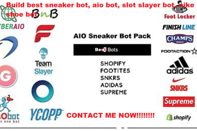 I will build best sneaker bot, aio bot, slot slayer bot, nike shoe bot