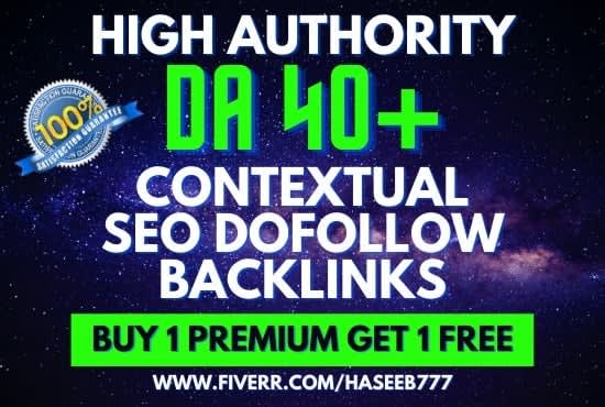 I will build da40 plus contextual SEO dofollow backlinks