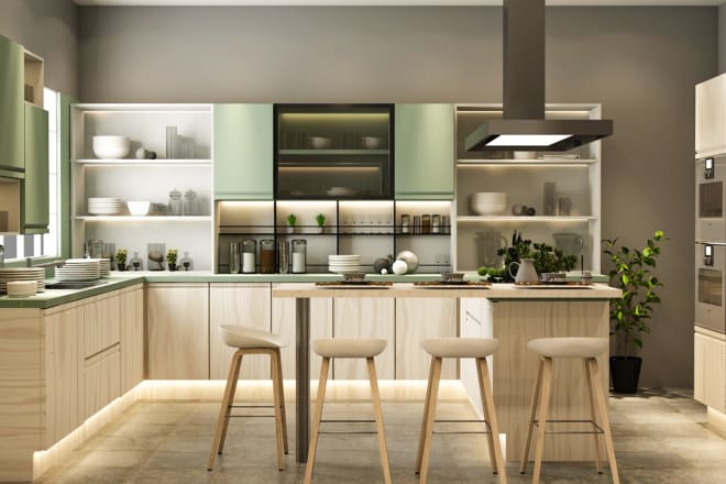 I will create 3d rendering of your modern kitchen