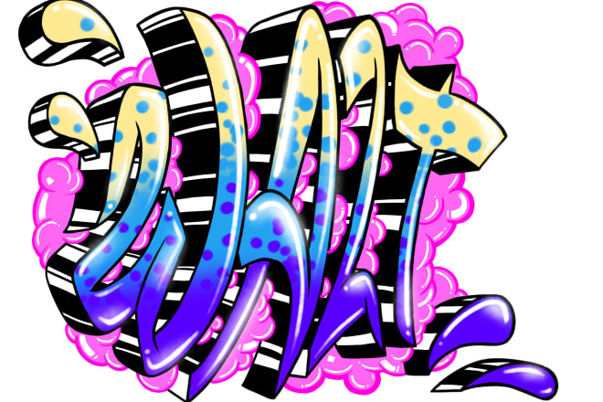 I will create a graffiti or tattoo inspired digital illustration