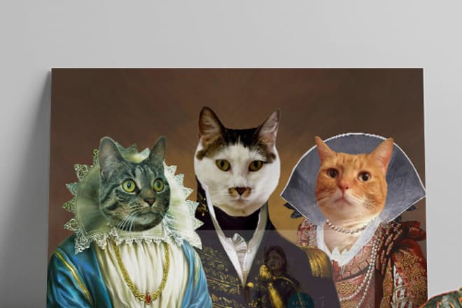 I will create a renaissance historical pet portrait, royal pet,