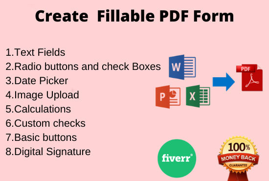 I will create fillable pdf form creation,convert to fillable pdf form