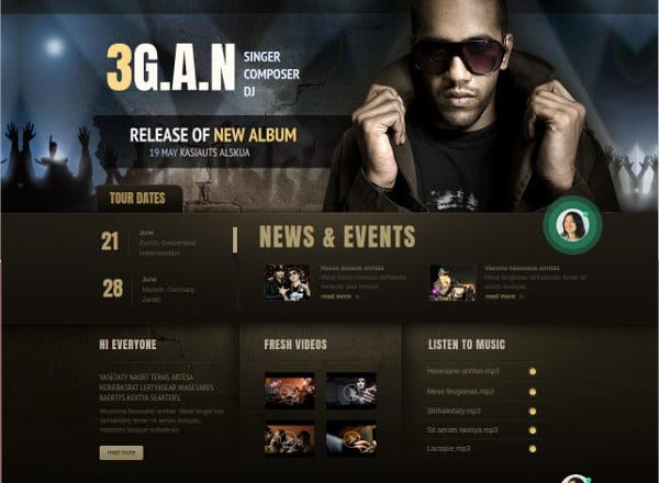 I will design a responsive music or dj website