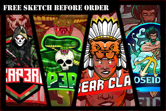 I will design custom cartoon mascot logo for gamers, streamers