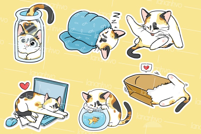 I will design cute animals emoticon, stickers, character, chibi