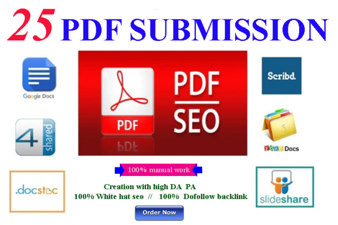 I will do PDF submission to 25 high quality doc sharing sites