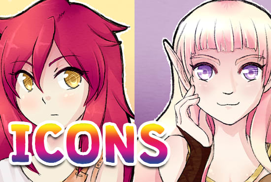 I will draw a anime style icon of any character or even yourself