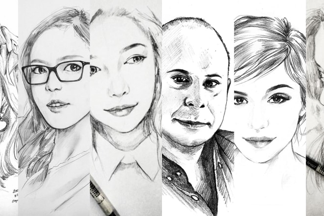 I will draw a stylish pencil portrait from your images