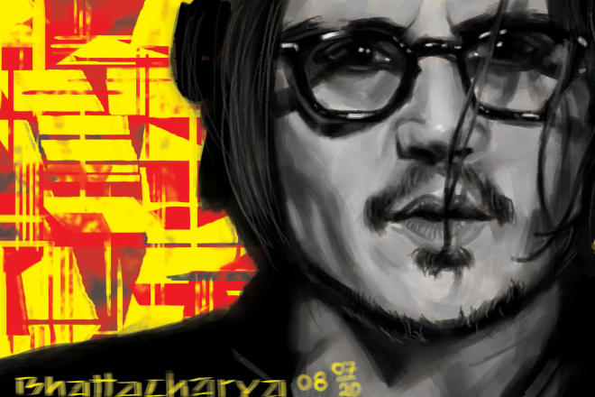 I will draw black and white digital portrait in my style