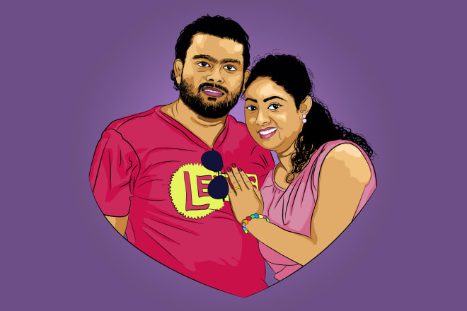 I will draw your stunning vector cartoon portrait illustrations