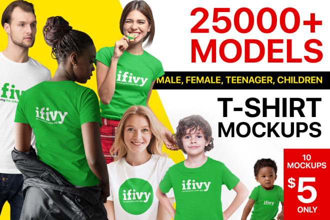 I will place logo or design into realistic tshirt model mockup