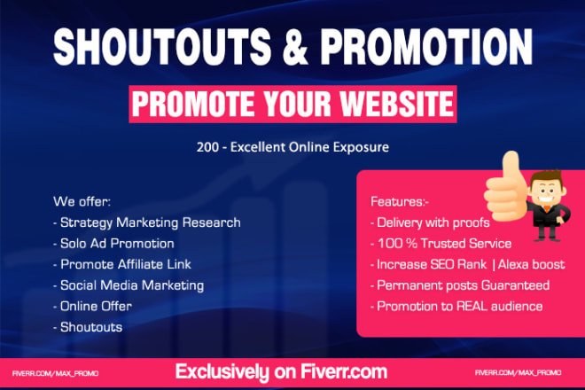 I will website promote, affiliate link or online offers to advertise on social media