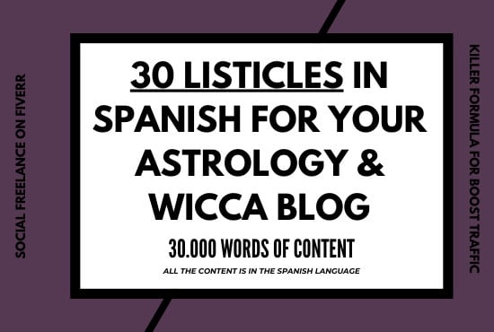 I will write 30 listicles in the astrology and wicca niche