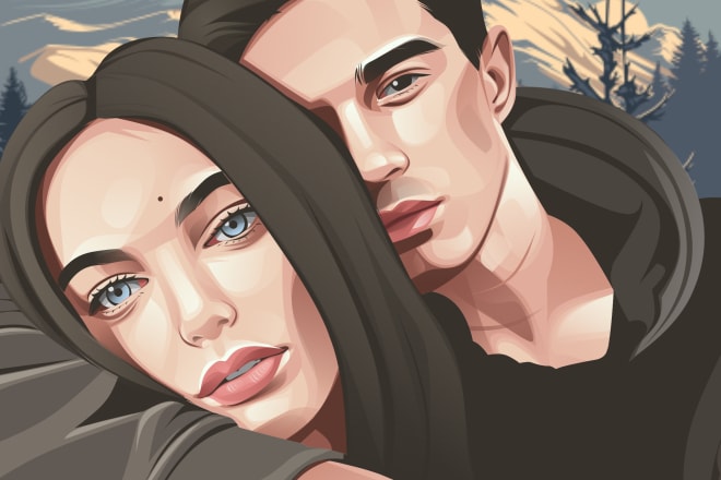 I will a romantic cartoon couple form your photos