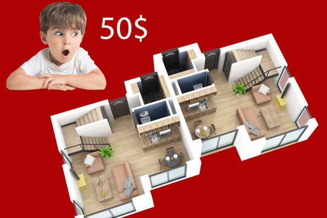 I will create 3d render realistic 3d floor plan,exterior, interior