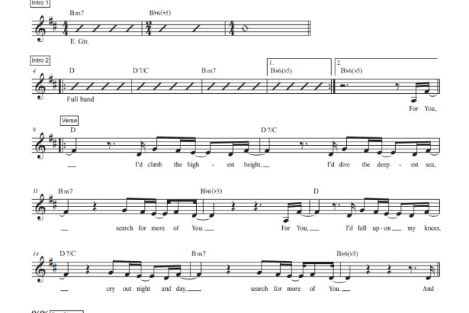 I will create a leadsheet for your song