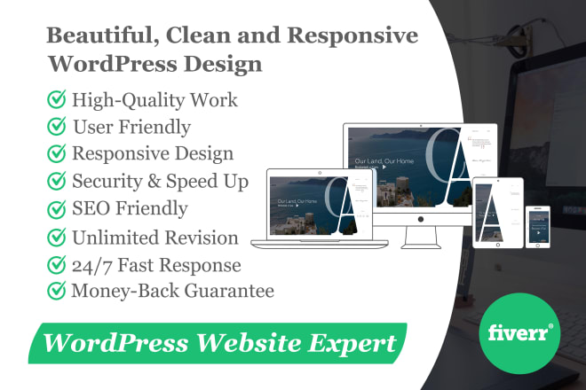 I will create a wordpress website or wordpress design