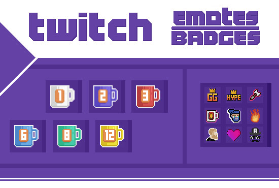 I will create pixel art twitch badges and emotes