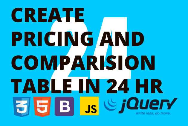 I will create pricing and comparison table using HTML CSS bootstrap
