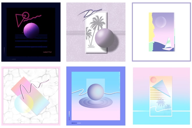 I will design a retrowave or synthwave album cover for you
