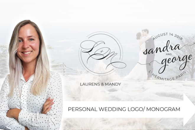 I will design an elegant personal wedding logo or monogram