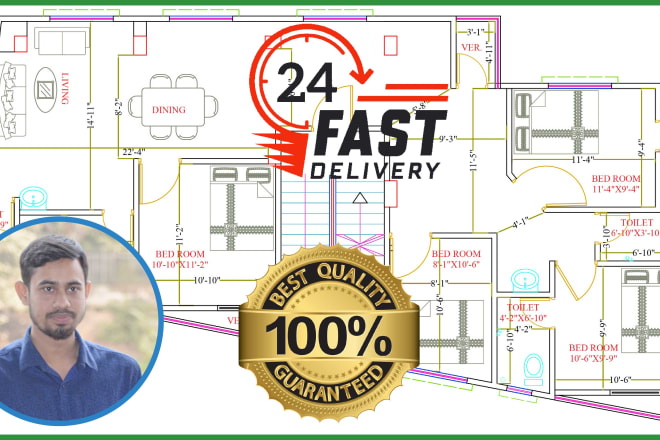 I will design architectural floor plan drawing in autocad